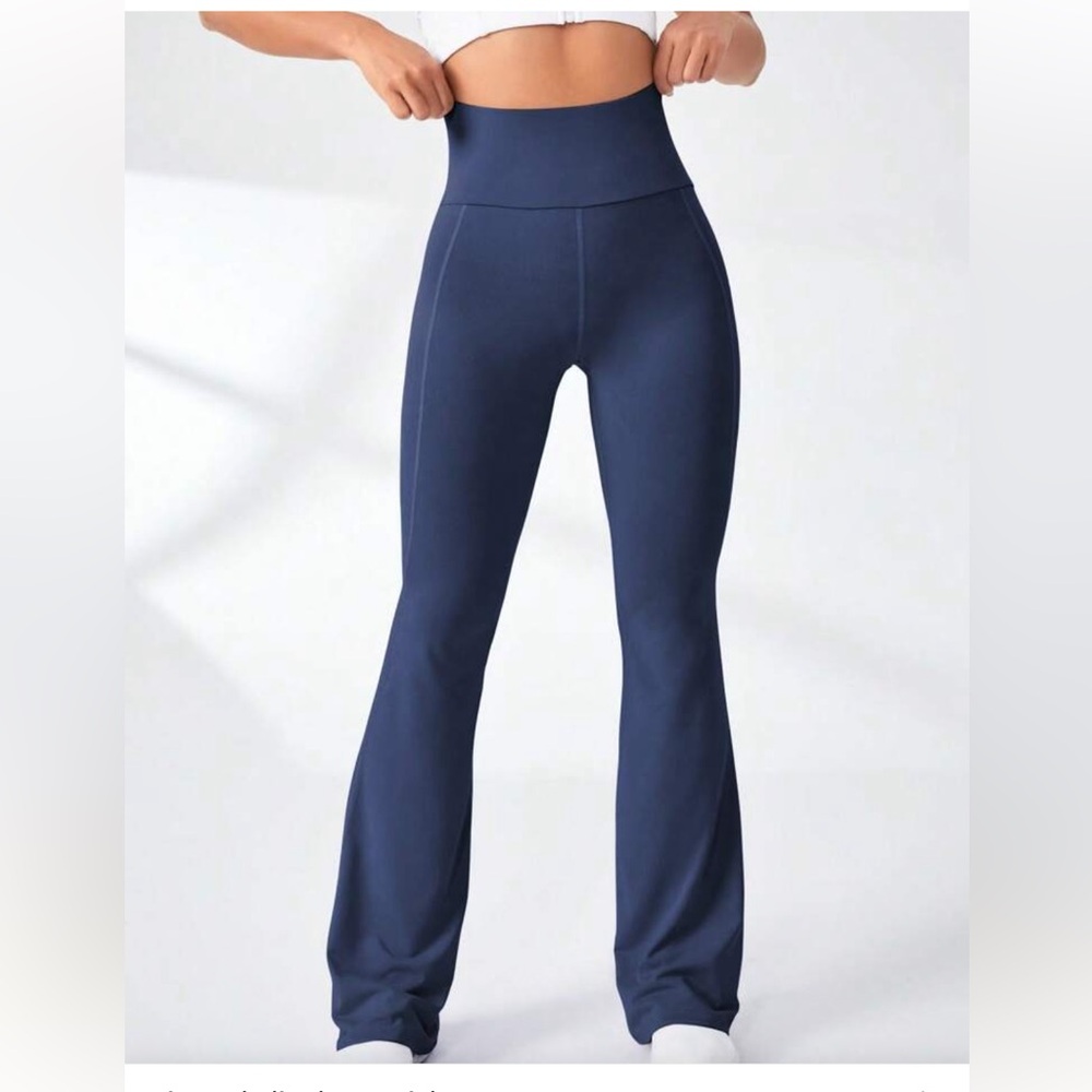 SHEIN Navy High-Waisted Flare Leggings